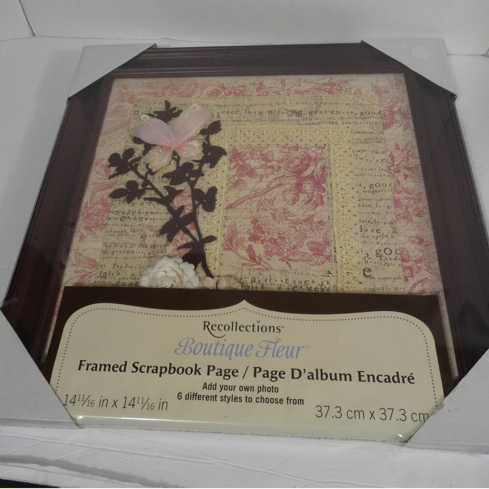 Recollections Framed Scrapbook Page Boutique Fleur 14x14 New